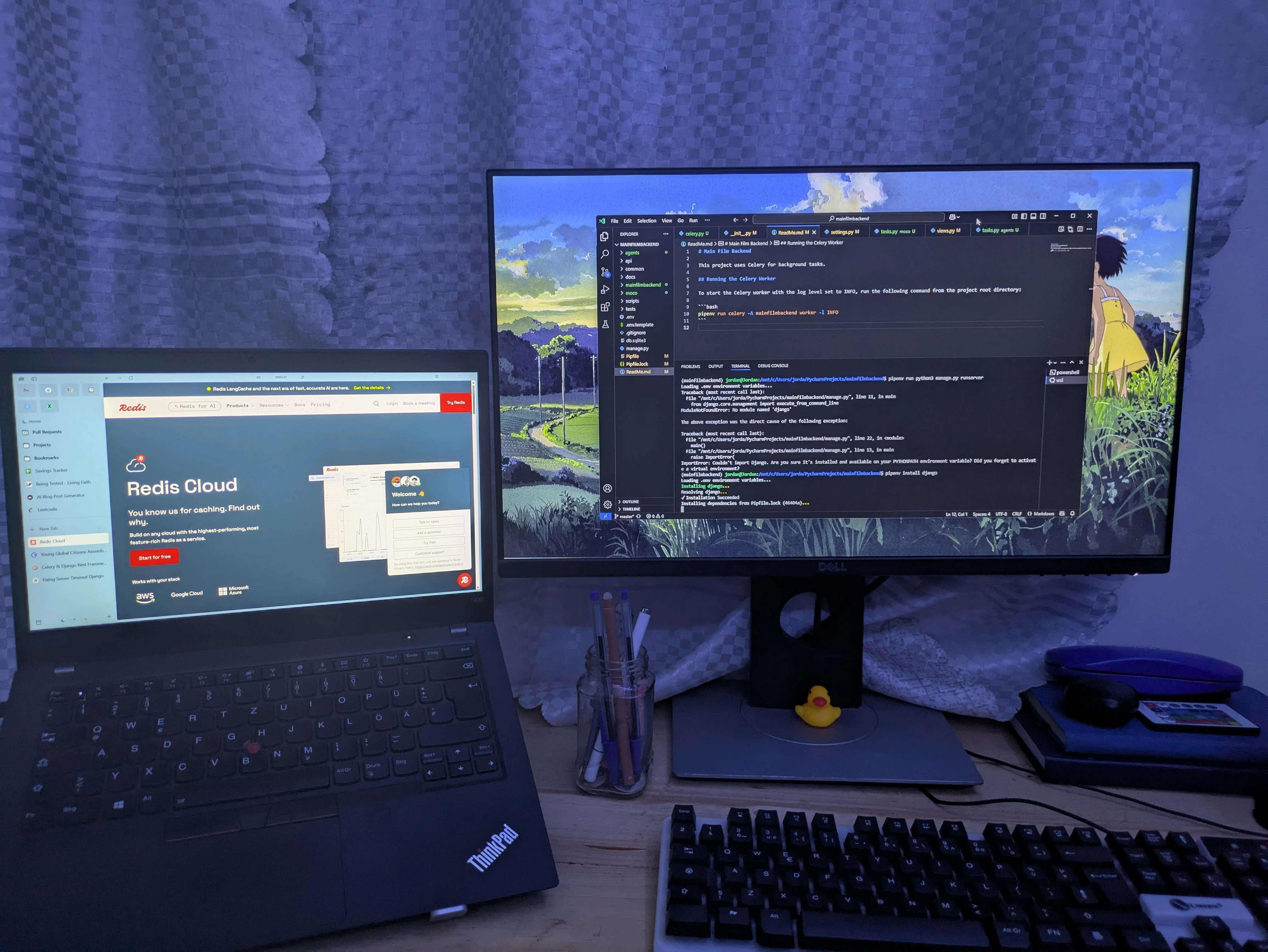 My desk setup in Kampala